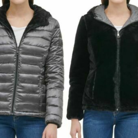 Andrew Marc FAUX FUR Reversible JACKET Puffer NEW - Picture 4 of 4